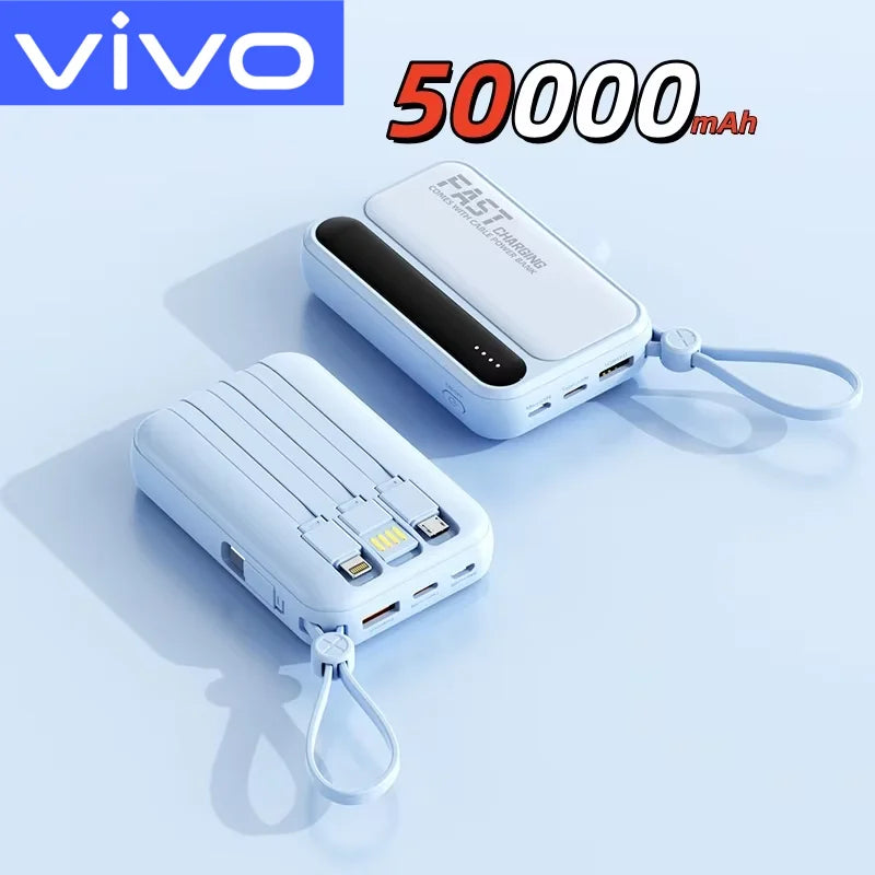 VIVO Powerbank 50000mAh 120W – 4 Kabel inklusive, LED-Anzeige