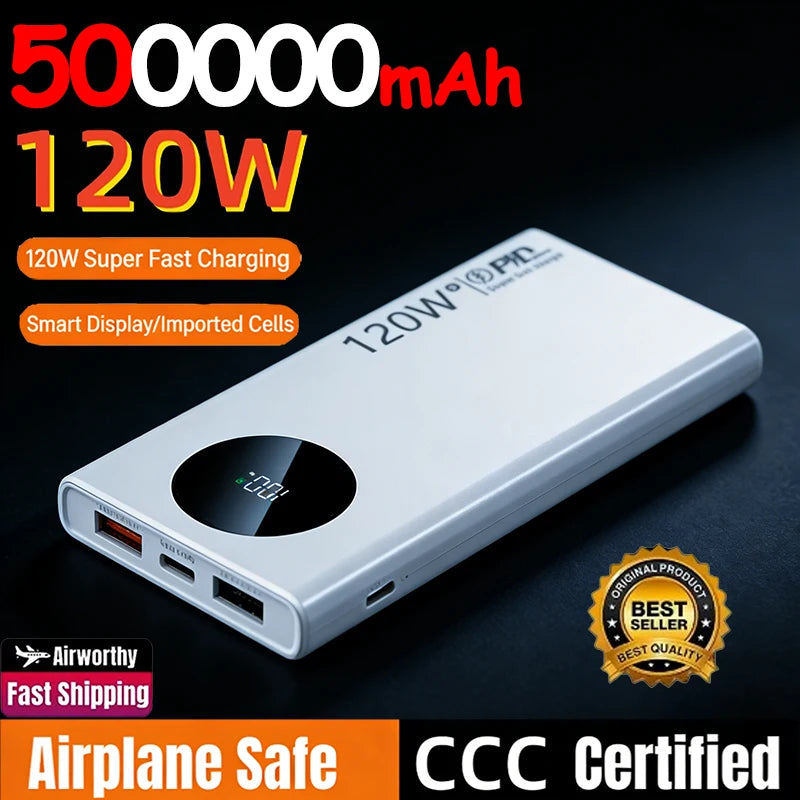 Power Bank 120W – 50000mAh, wyświetlacz LED, szybkie ładowanie