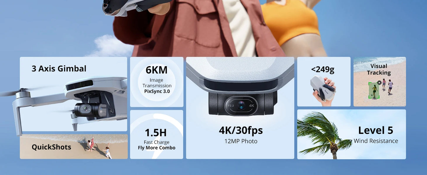 Potensic ATOM Mini Drohne 4K – GPS, 3-Achsen-Gimbal, 6 km Reichweite