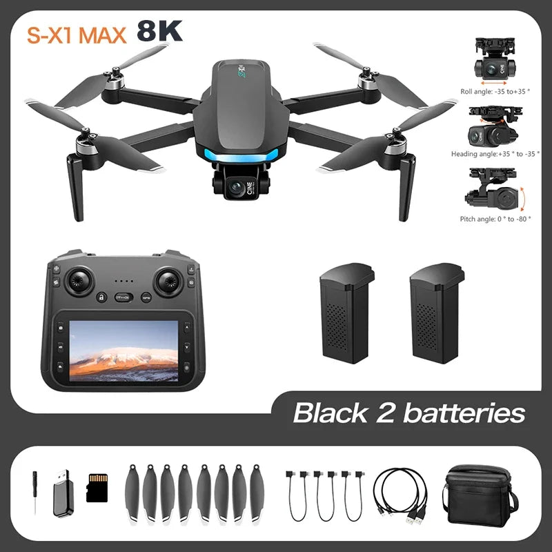 Lenovo S-X1 Drohne GPS 8K – 3-Achsen Gimbal, Hindernisvermeidung, 31 min Flugzeit