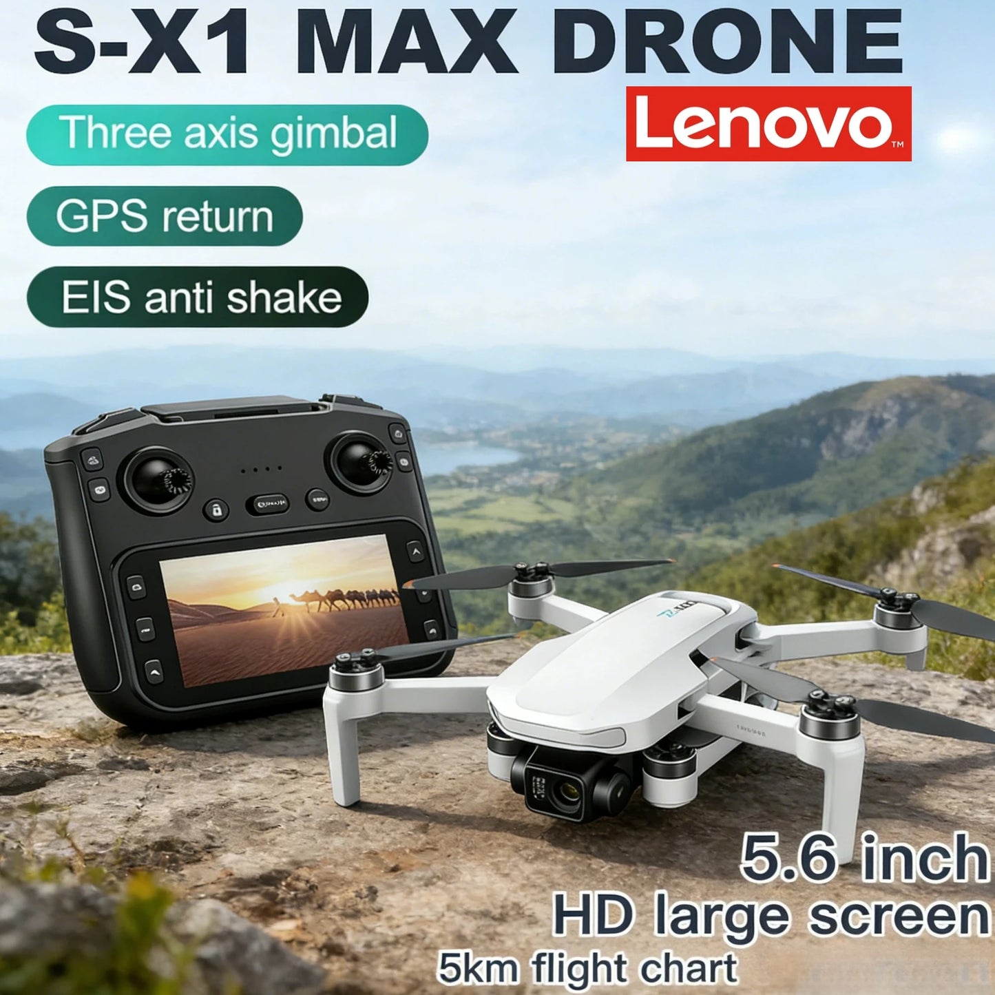 Lenovo S-X1 Drohne GPS 8K – 3-Achsen Gimbal, Hindernisvermeidung, 31 min Flugzeit