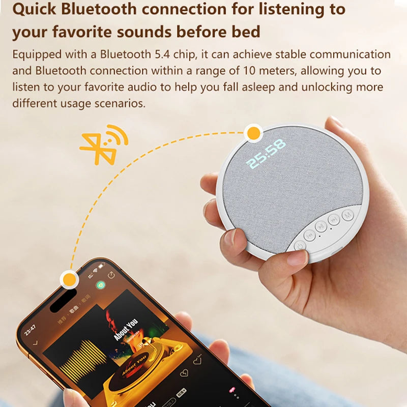 Lenovo Pillow Speaker – White Noise, Bluetooth 5.4, Alarm Clock, Sleep