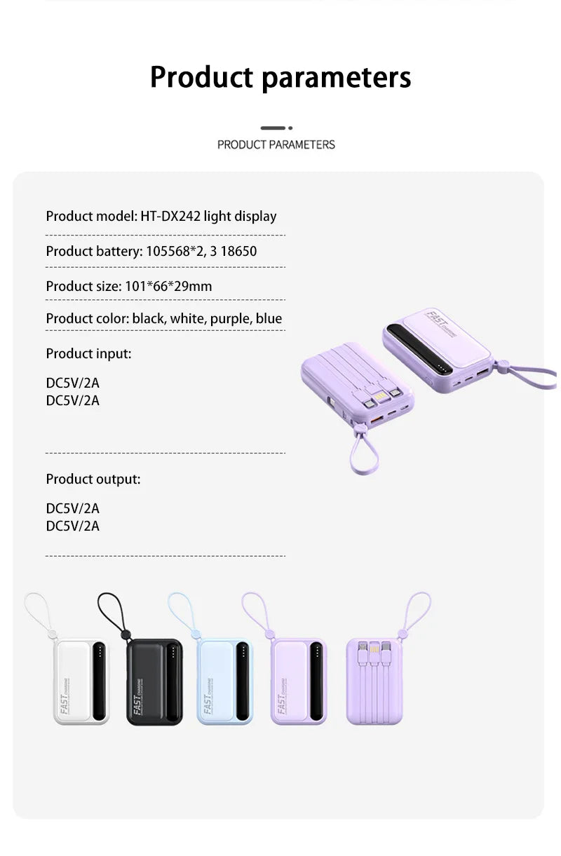 VIVO Power Bank 50000mAh 120W – 4 kable w zestawie, wyświetlacz LED