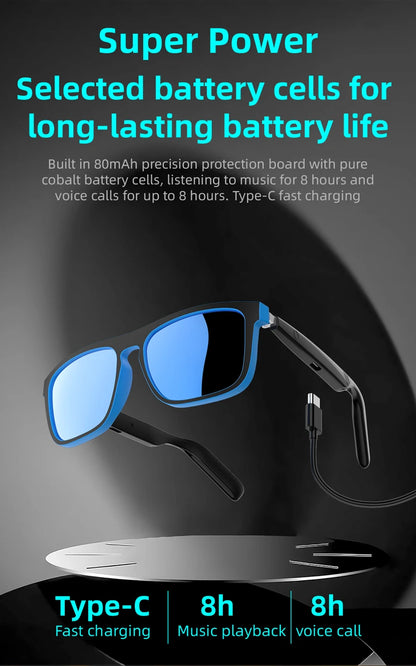 Lenovo AI Smart Sunglasses – Polarized, Voice Assistant, Bluetooth