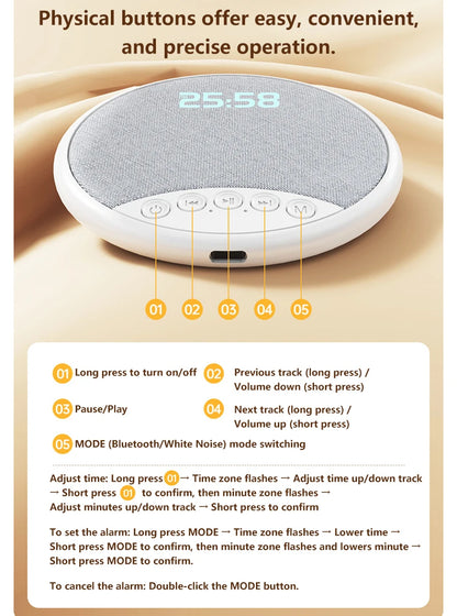 Lenovo Pillow Speaker – White Noise, Bluetooth 5.4, Alarm Clock, Sleep