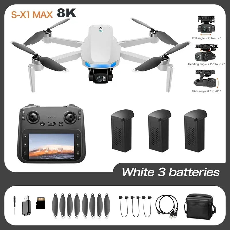 Lenovo S-X1 Drohne GPS 8K – 3-Achsen Gimbal, Hindernisvermeidung, 31 min Flugzeit