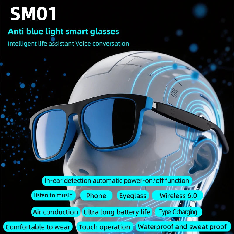 Lenovo AI Smart Sunglasses – Polarized, Voice Assistant, Bluetooth