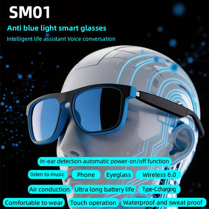 Lenovo AI Smart Sunglasses – Polarized, Voice Assistant, Bluetooth