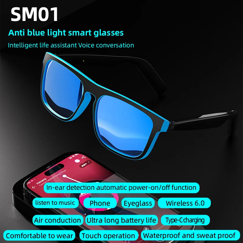 Lenovo AI Smart Sunglasses – Polarized, Voice Assistant, Bluetooth