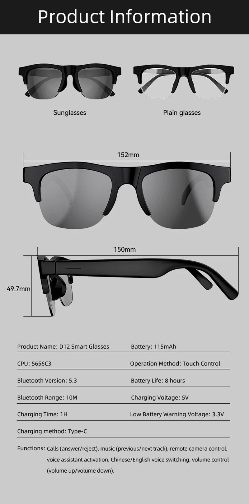 Lenovo 8K AI Smart Glasses D12 – KI-Übersetzung, ChatGPT, Gespräche, Musik