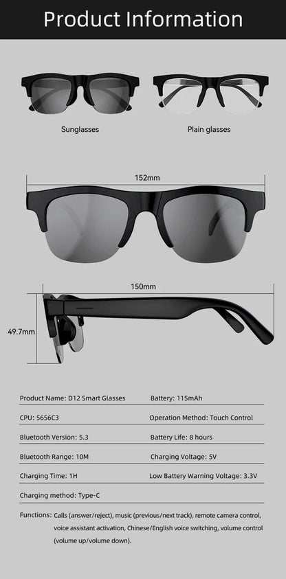 Lenovo 8K AI Smart Glasses D12 – KI-Übersetzung, ChatGPT, Gespräche, Musik
