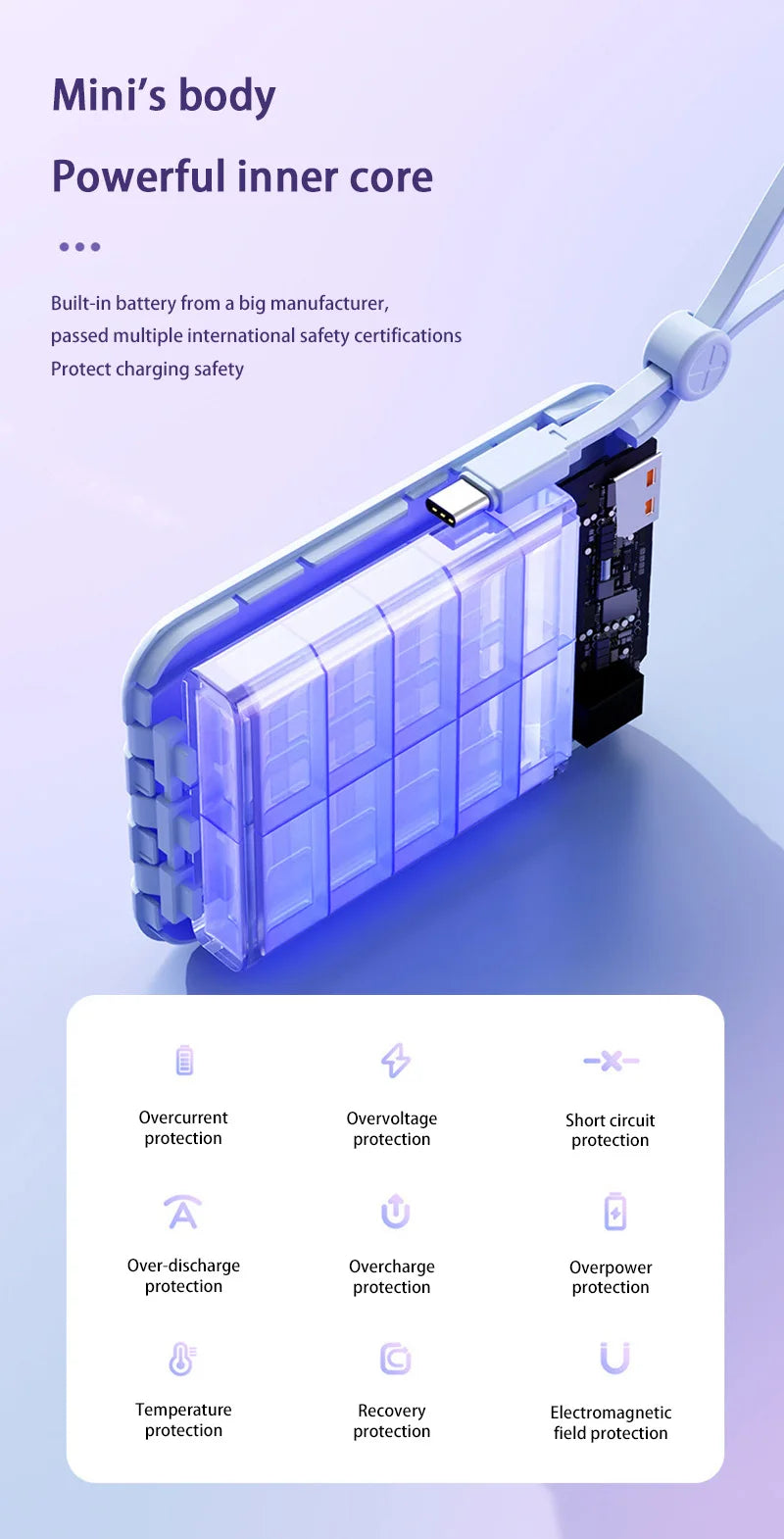 VIVO Power Bank 50000mAh 120W – 4 kable w zestawie, wyświetlacz LED