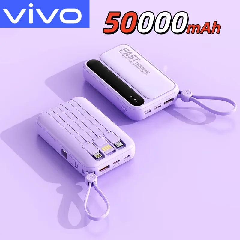 VIVO Power Bank 50000mAh 120W – 4 kable w zestawie, wyświetlacz LED