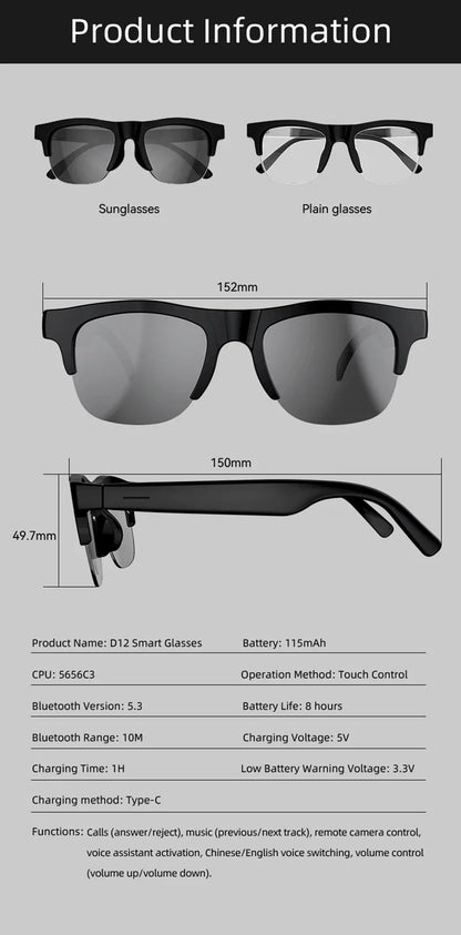 Lenovo AI Smart Glasses D12 – Bluetooth-Brille mit Sprachassistent
