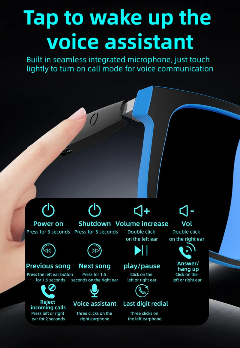 Lenovo AI Smart Sunglasses – Polarized, Voice Assistant, Bluetooth