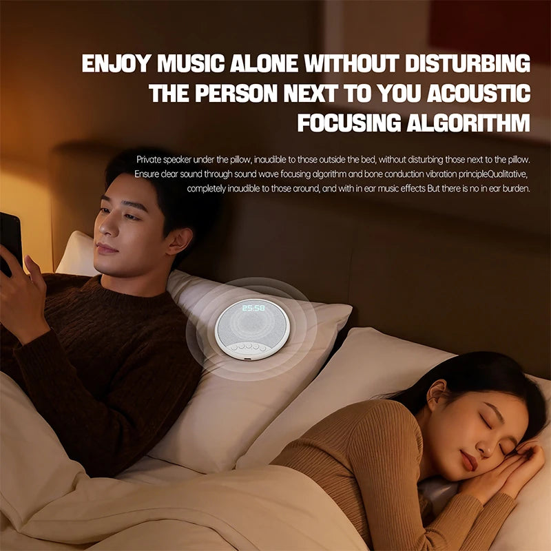 Lenovo Pillow Speaker – White Noise, Bluetooth 5.4, Alarm Clock, Sleep